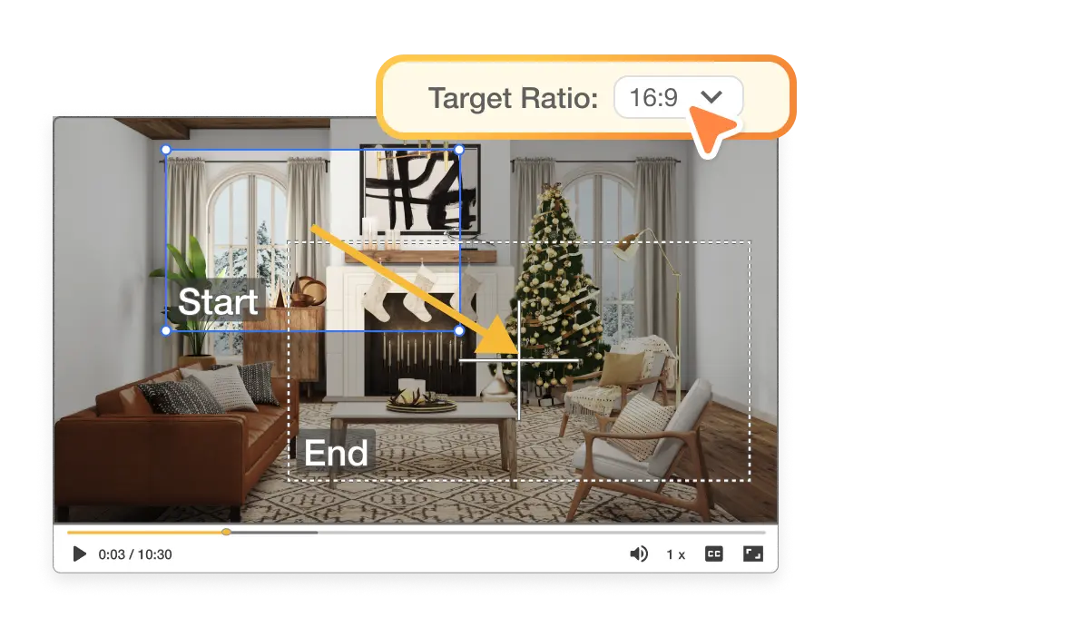 Aspect ratio options for applying the Ken Burns effect in Visla